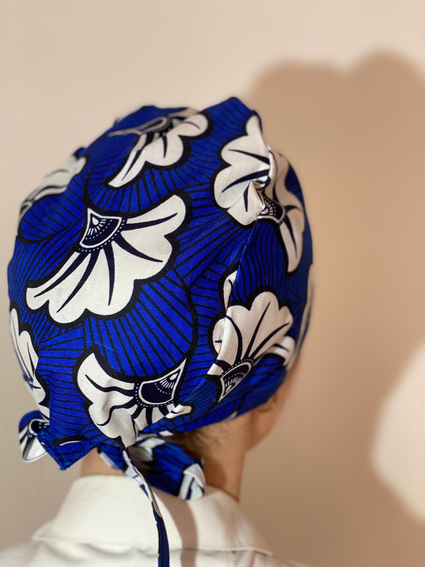 Calot de bloc opératoire en tissu - Wax bleu