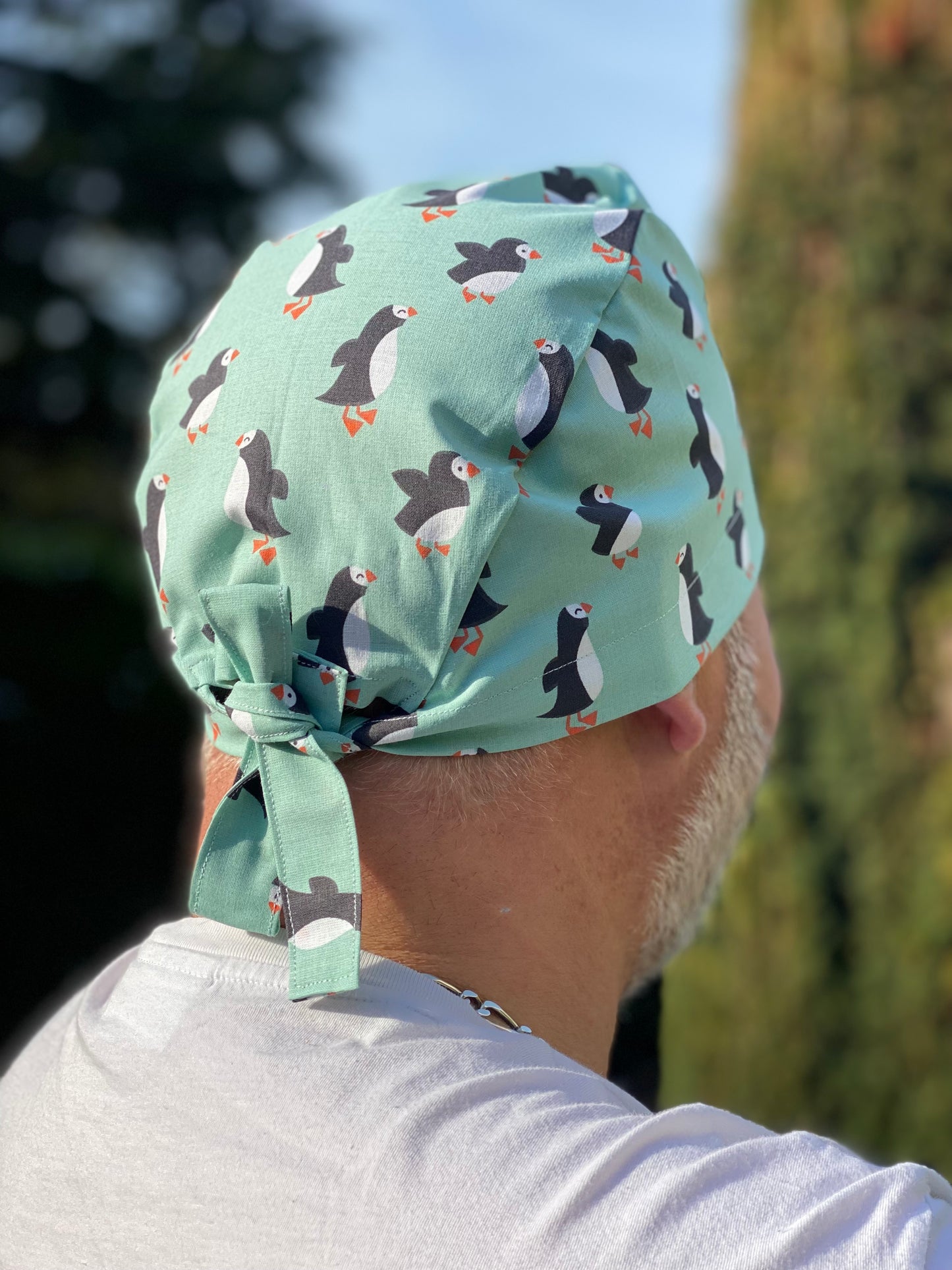 Calot de bloc opératoire en tissu - pinguins