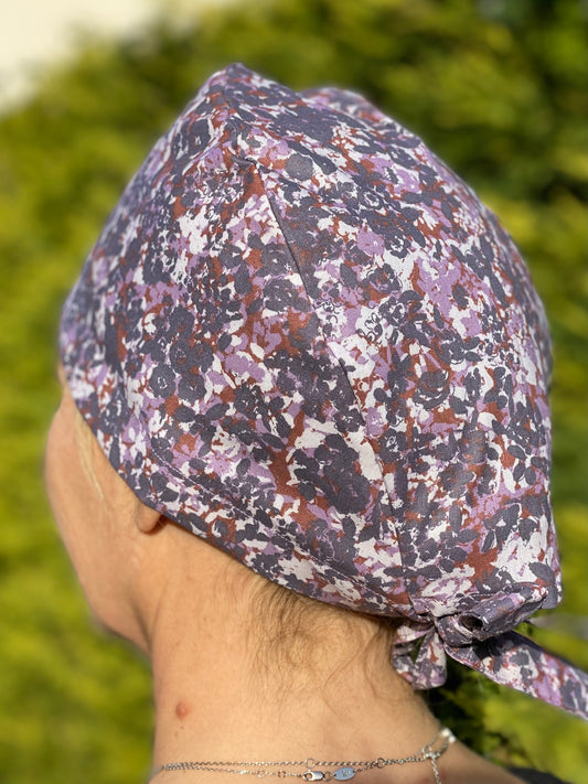 Calot de bloc opératoire en tissus - camouflage violet