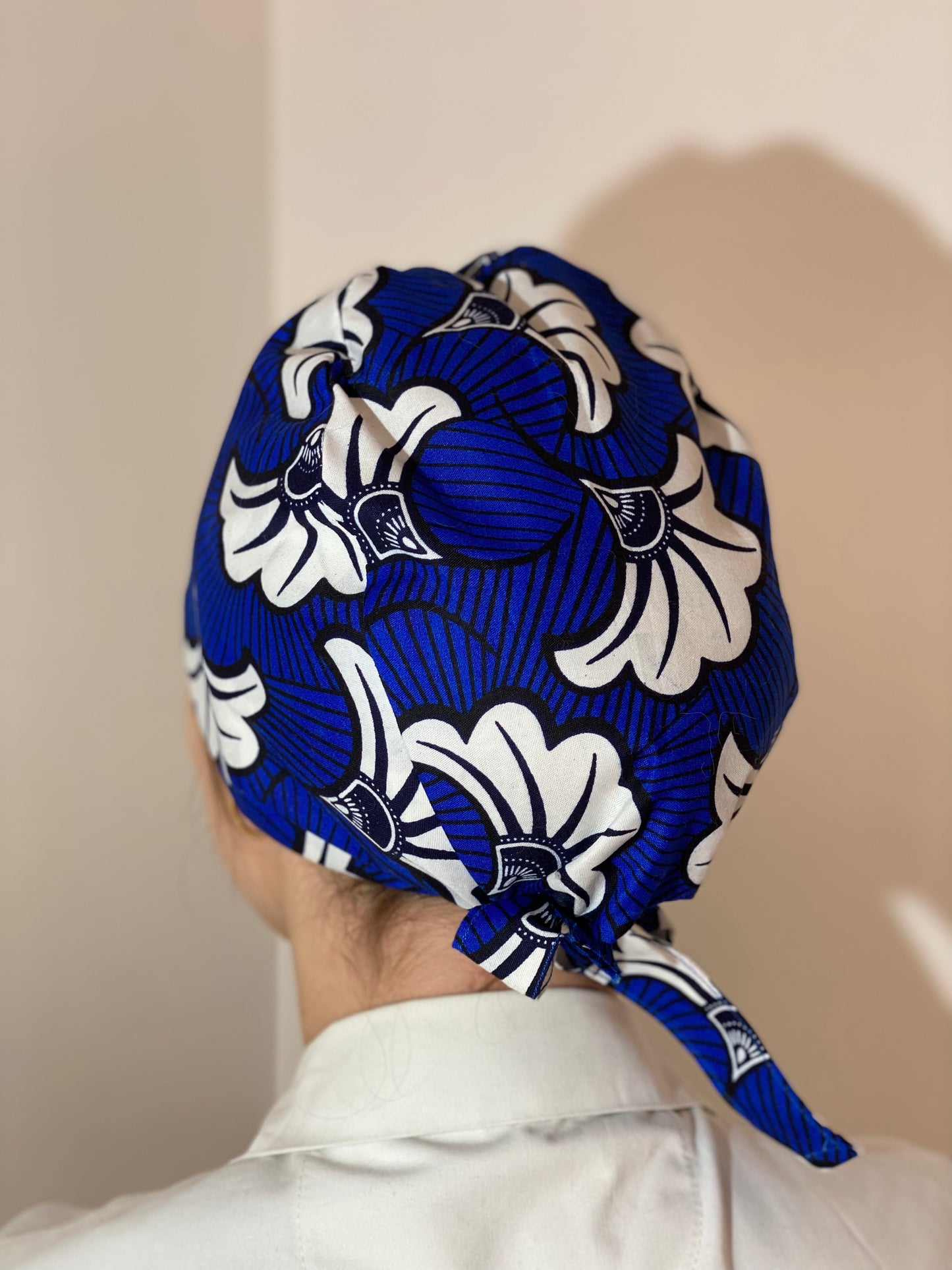 Calot de bloc opératoire en tissu - Wax bleu