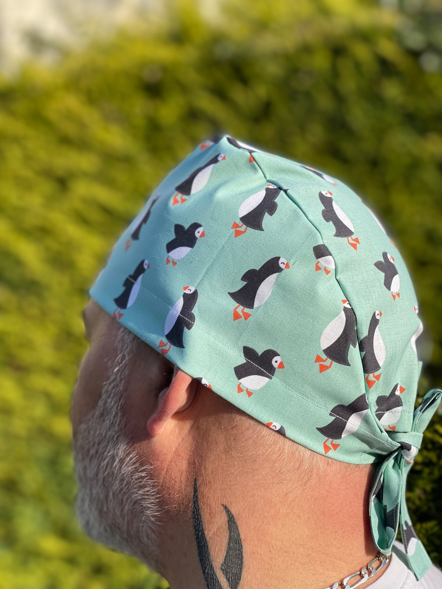 Calot de bloc opératoire en tissu - pinguins