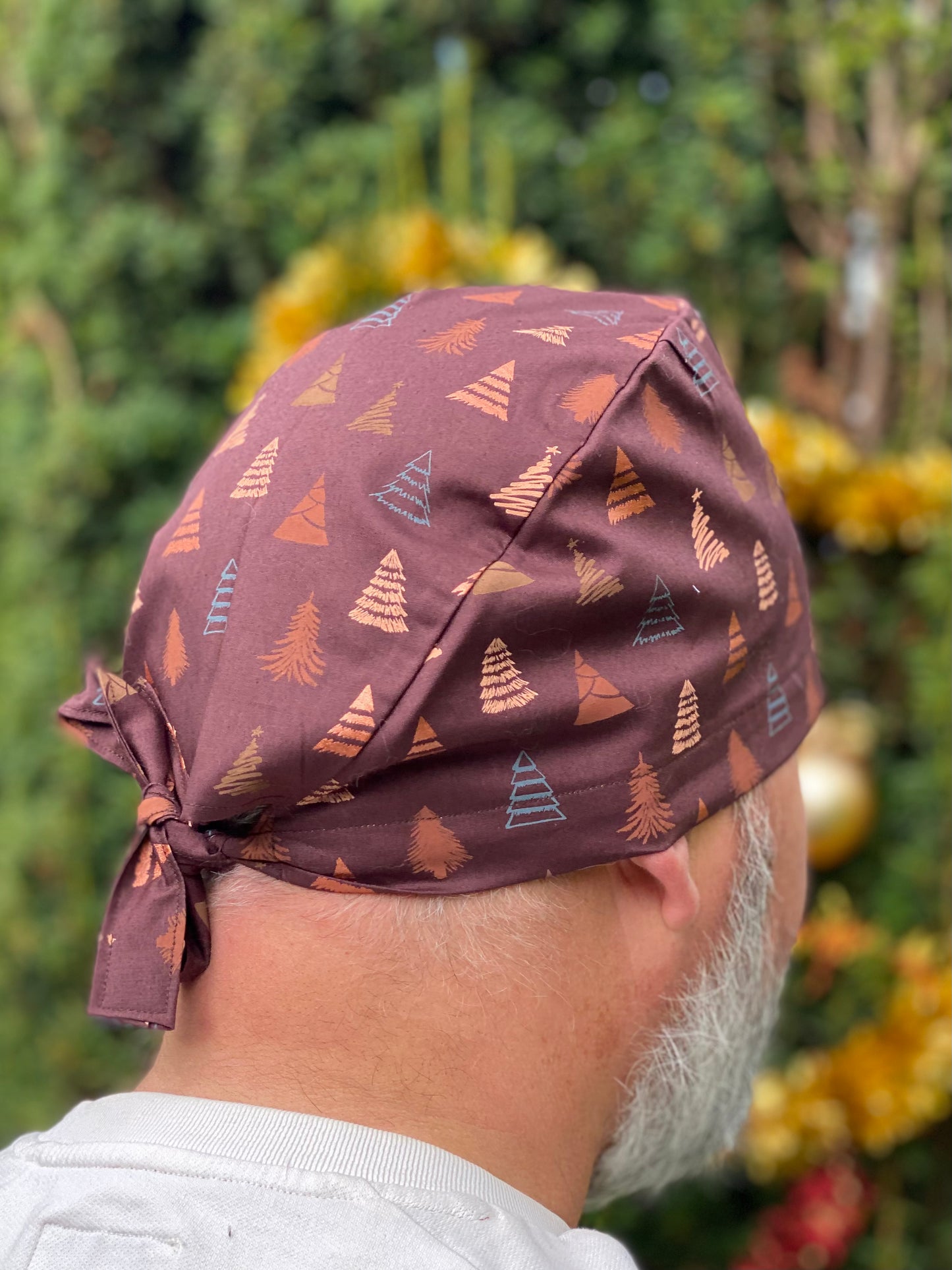 Calot de bloc opératoire en tissu - Sapin de noël