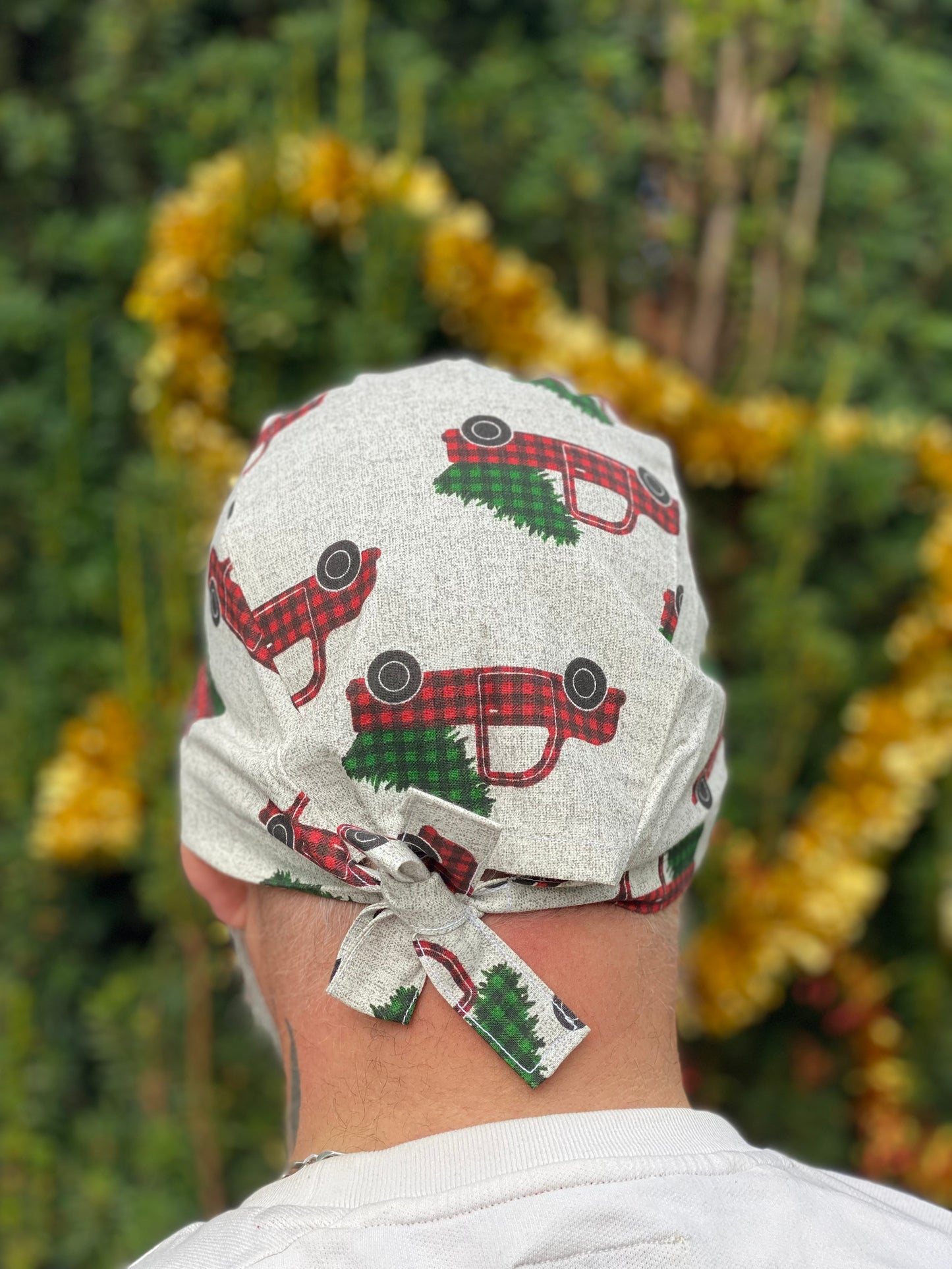 Calot de bloc opératoire en tissu - Bûcheron de noël