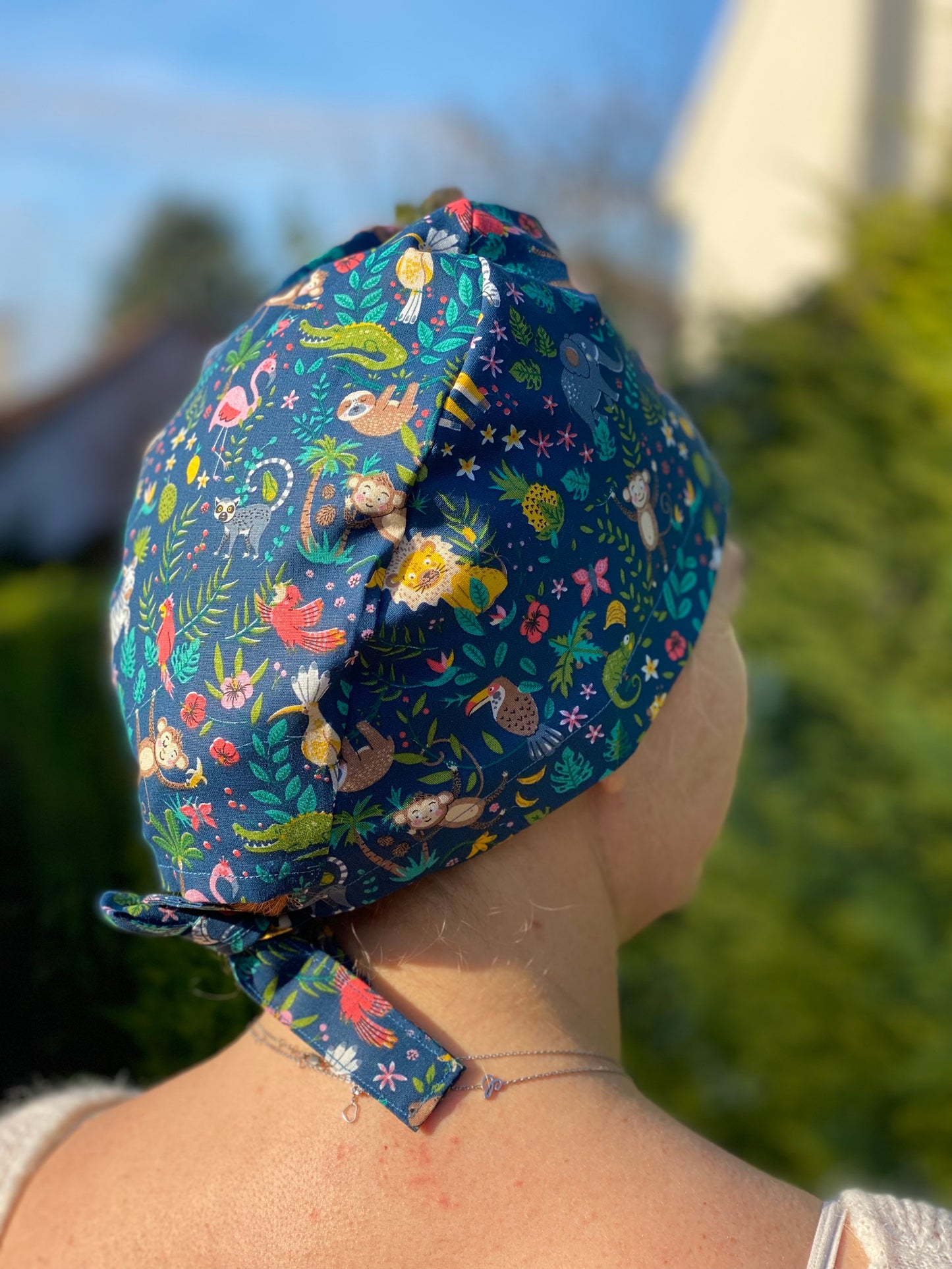 Calot de bloc opératoire en tissu - Jungle