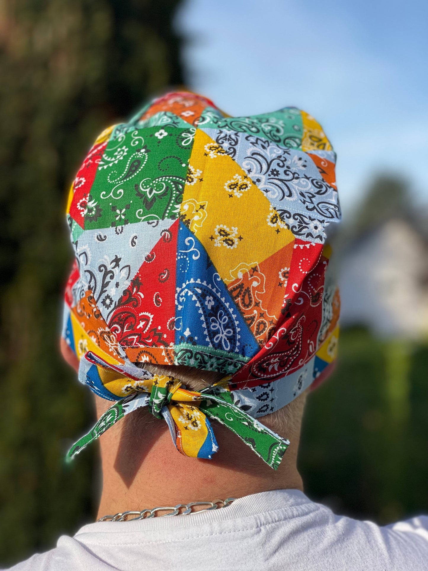 Calot de bloc opératoire en tissu bandana multicolore KLO